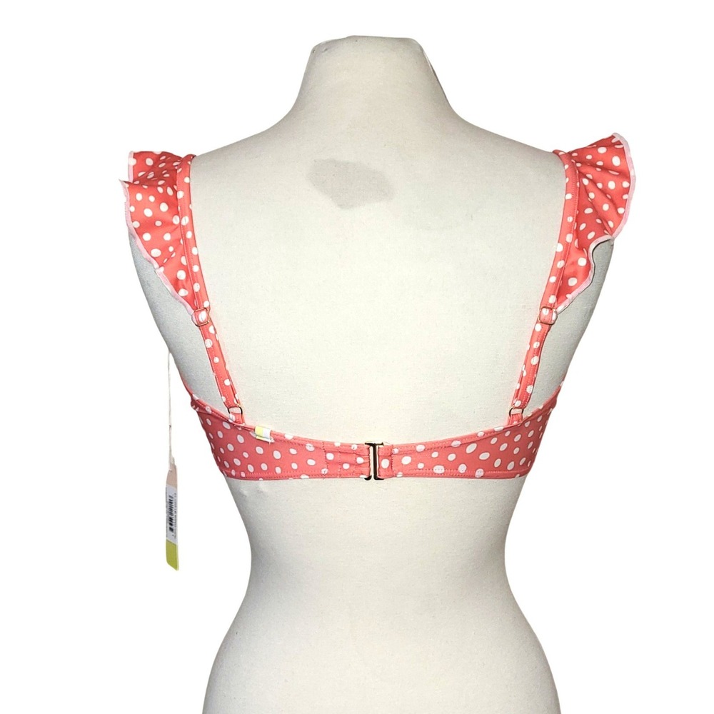 NWT Summersalt Coral Salmon Polka Dot Ruffle Oasis Bandeau Bikini Swim Top 10 - Picture 3 of 6